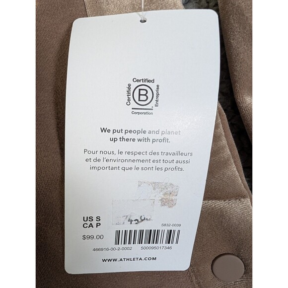 NWT ATHLETA Retroplush Velvet Crewneck Sweatshirt Side Snaps Brown Size Small - Picture 5 of 16